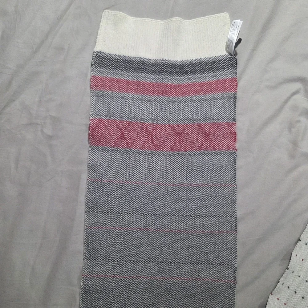 TALBOTS FAIRISLE SWEATER Winter White Red SCARF Cotton Cashmere Blend 72x9.5